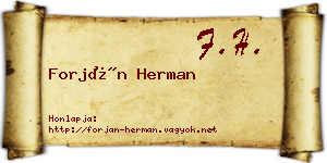 Forján Herman névjegykártya